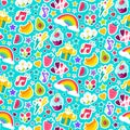 Bright positive cartoon seamless pattern vector