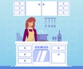 Bright Poster Cooking for Women Cartoon Flat.