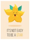 Bright poster with cute cartoon carambola