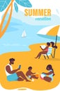 Bright Poster Inscription Summer Vacation Cartoon. Royalty Free Stock Photo