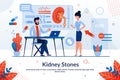 Bright Poster Kidney Stones Lettering Cartoon.