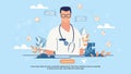 Bright Poster is Written Online Doctor Cartoon.