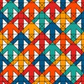 Bright print with interlocking arrows. Contemporary background with pointers. Colorful geometric seamless pattern
