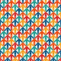 Bright print with interlocking arrows. Contemporary background with pointers. Colorful geometric seamless pattern