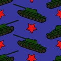 Vector illustration. Seamless pattern with green tanks