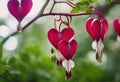 bright puffy dangling flowers heart shaped heart \' summer white early red flowering Bleeding tip Royalty Free Stock Photo