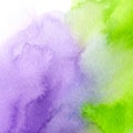 Bright purple and acid green, trendy watercolor background. Great design element for brochure, banner, cover, booklet