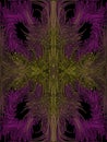 Bright purple and gold abstract stripes. Dark drawings, colors on a black background.
