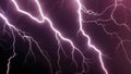 Bright purple lightning on a black background. Electrical discharges. Night thunderstorm. Generated AI. Royalty Free Stock Photo