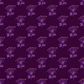 Bright purple yarrow seamless doodle pattern in hand drawn style. Dark background, Wild meadow backdrop