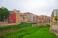 Bright quay in the city of Girona