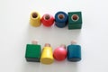 Educational wooden montessori toy. Screws and bolts. Royalty Free Stock Photo