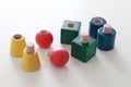 Educational wooden montessori toy. Screws and bolts. Royalty Free Stock Photo