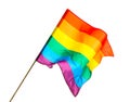 Bright rainbow gay flag on white background Royalty Free Stock Photo