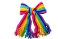 Bright rainbow knitted scarf Royalty Free Stock Photo