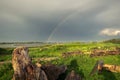 Bright rainbow over a river in The Netherlands Royalty Free Stock Photo