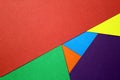 Colored cardboard scattered on the table. turned out geometric shapes Royalty Free Stock Photo