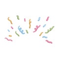 Bright rainbow serpentine celebration tape and confetti elements pack.Hand drawn watercolor illustration