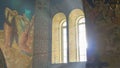 Bright rays of the sun beating in the window of the orthodox church. Religious concept Royalty Free Stock Photo
