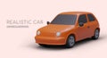 Bright realistic car. Illustration for renting and selling cars