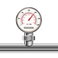 Bright realistic manometer with glossy chrome pipe in white Royalty Free Stock Photo