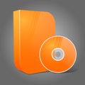 Bright realistic orange isolated DVD, CD, Blue-Ray smooth shaped case with disk Royalty Free Stock Photo