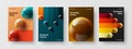 Bright realistic spheres pamphlet template set