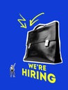 Bright recruitment poster with briefcase and dynamic typography Royalty Free Stock Photo