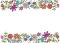 Bright rectangular frame with doodle flowers Royalty Free Stock Photo