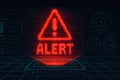 Digital Alert Notification Displayed on a Futuristic Interface With a Glowing Red Triangle Symbol During a Cybersecurity Royalty Free Stock Photo