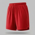 Bright red athletic shorts with drawstring isolated on white background Royalty Free Stock Photo