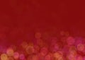 Bright red background, fabulous shiny banner painted in bokeh style