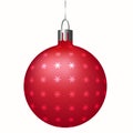 bright red ball with snowflakes for Christmas tree decoration. Vector Royalty Free Stock Photo