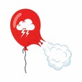 Red Balloon Deflating with Lightning Cloud Symbol Royalty Free Stock Photo