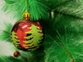 Bright red balls patterned from Christmas trees Royalty Free Stock Photo