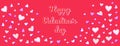 Bright red banner happy Valentines day. Background with set vector creative cute simple hearts. Royalty Free Stock Photo