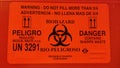 Bright red biohazard symbol sign for labeling hospital waste