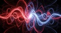 Dynamic Red and Blue Energy Waves Abstract Digital Data Stream on Black Background Royalty Free Stock Photo