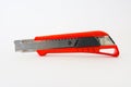 Bright Red Box Cutter Metal Blades New Clean Object White Background