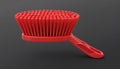 Bright Red Bristle Brush with Plastic Handle on Dark Gray Background bristles cleaning Royalty Free Stock Photo