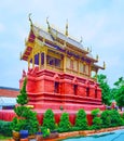 The Ho Trai library of Wat Phra That Hariphunchai Temple, Lamphun, Thailand