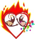 Bright red burning heart love Valentine's day Royalty Free Stock Photo