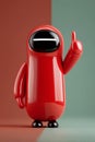 A bright red cartoon character with an expressive pose pointing upwards. Royalty Free Stock Photo