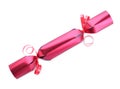 Bright red Christmas cracker isolated on white, top view Royalty Free Stock Photo