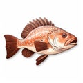 Bright Red Cod Fish Vector Illustration On White Background Royalty Free Stock Photo