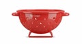 Red Colander with Handles Kitchen Utensil for Pasta Preparation Royalty Free Stock Photo
