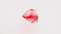 A bright red color futuristic polyhedron arbitrarily transforming on white background. Dynamic backdrop for art