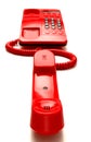 Bright red desktop telephone Royalty Free Stock Photo