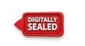 Bright red digitally sealed tab icon for digital security and authentication Royalty Free Stock Photo