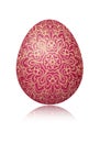 Bright red Easter egg with gold decorative floral branch